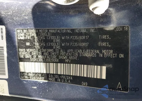 2018 Toyota Sienna Xle из США, поврежденный, VIN 5TDYZ3DC2JS929068